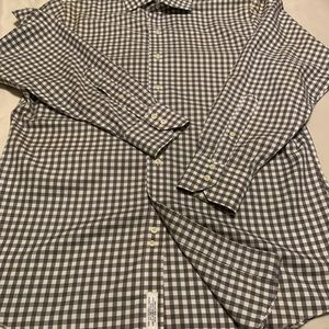 BROOKS BROTHERS Men’s black 100% cottonGingham Plaid button up shirt siz…